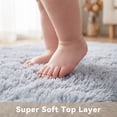 thumbnail image 5 of Fluffy Area Rug, YEERSWAG 2.6x5.3 ft Soft Shaggy Rug for Bedroom Living Room, Machine Washable Non-Slip Oval Carpet, Light Grey, 5 of 8