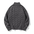 thumbnail image 3 of Chiccall Men's Quarter Zip Pullover Sweater Cable Knit Casual Loose Stand Collar Texture Knitted Sweaters, 3 of 6
