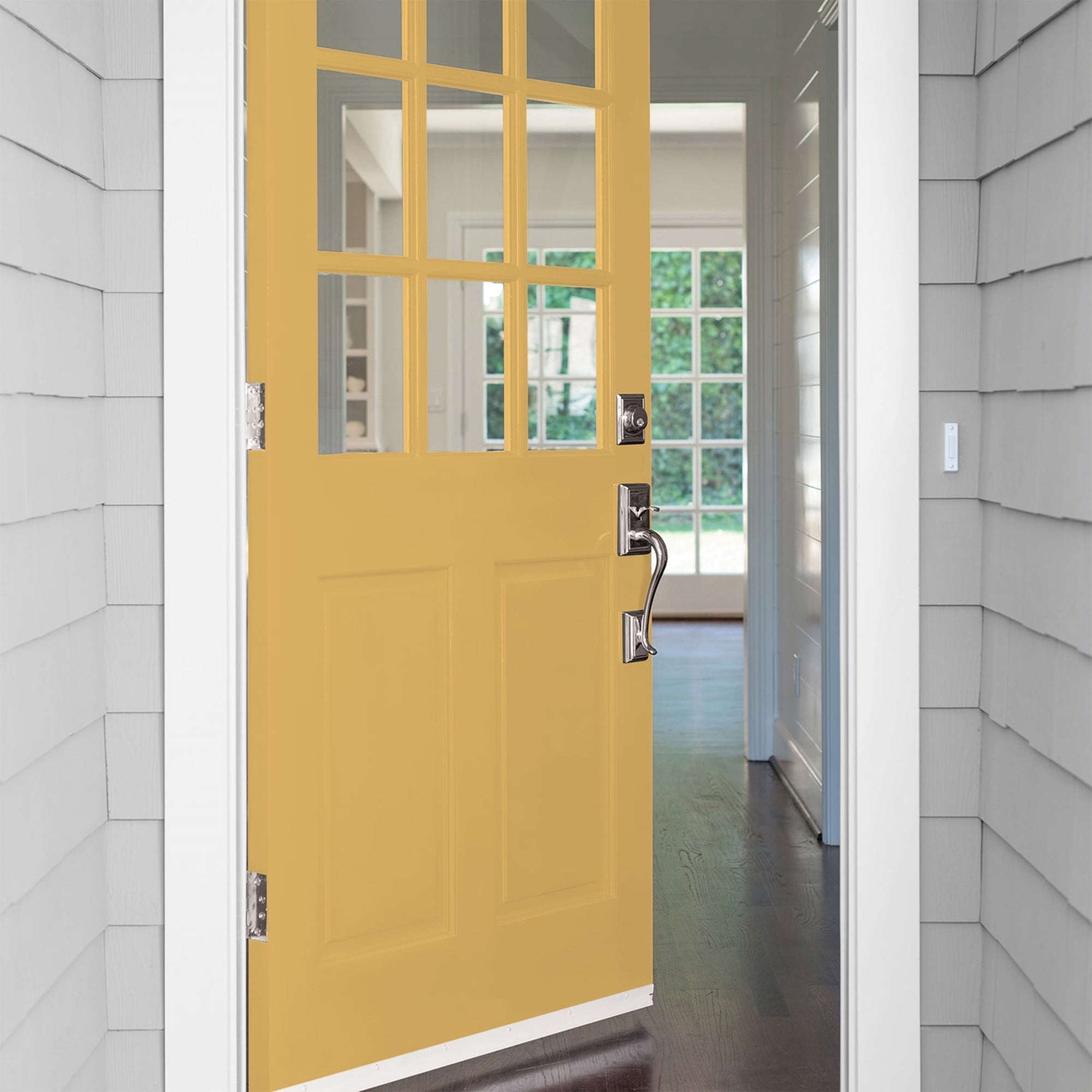Glidden One Coat Butterscotch Bliss / Yellow Satin Exterior Paint with Primer, 1 Gallon