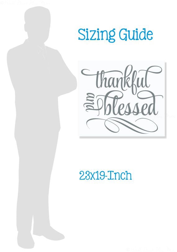 Kitchen Wall Art Decal Thankful Blessed Cursive Word Quote Swirls Wall Stickers 23x19-Inch Storm Gray