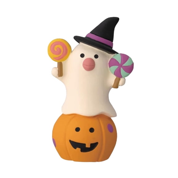 Estatuilla de calabaza en miniatura, decoración de Halloween, decoraciones de mesa, Mini estatua de calabaza de resina para decoración de escritorio y Blanco y naranja BLESIY Minifigura de Halloween