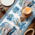 thumbnail image 3 of Ocean Set Sail Table Runner 108 Inches, Sailboat Sea Waves Blue Coral Coastal Starfish Bed Runner Dresser Scarves Tabletop for Indoor Outdoor Parties/Ceremony/Banquet, 13"x 108", 3 of 9