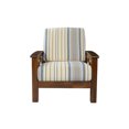 Quinn X Design Arm Chair with Exposed Wood Frame in Blue Stripe