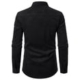 thumbnail image 4 of LNZGNM Mens Plaid Collar Dress Shirt Corduroy Long Sleeve Shirts Button Up Lightweight Untucked Shirts with Pocket Stylish Travel Tops,Black XL, 4 of 4