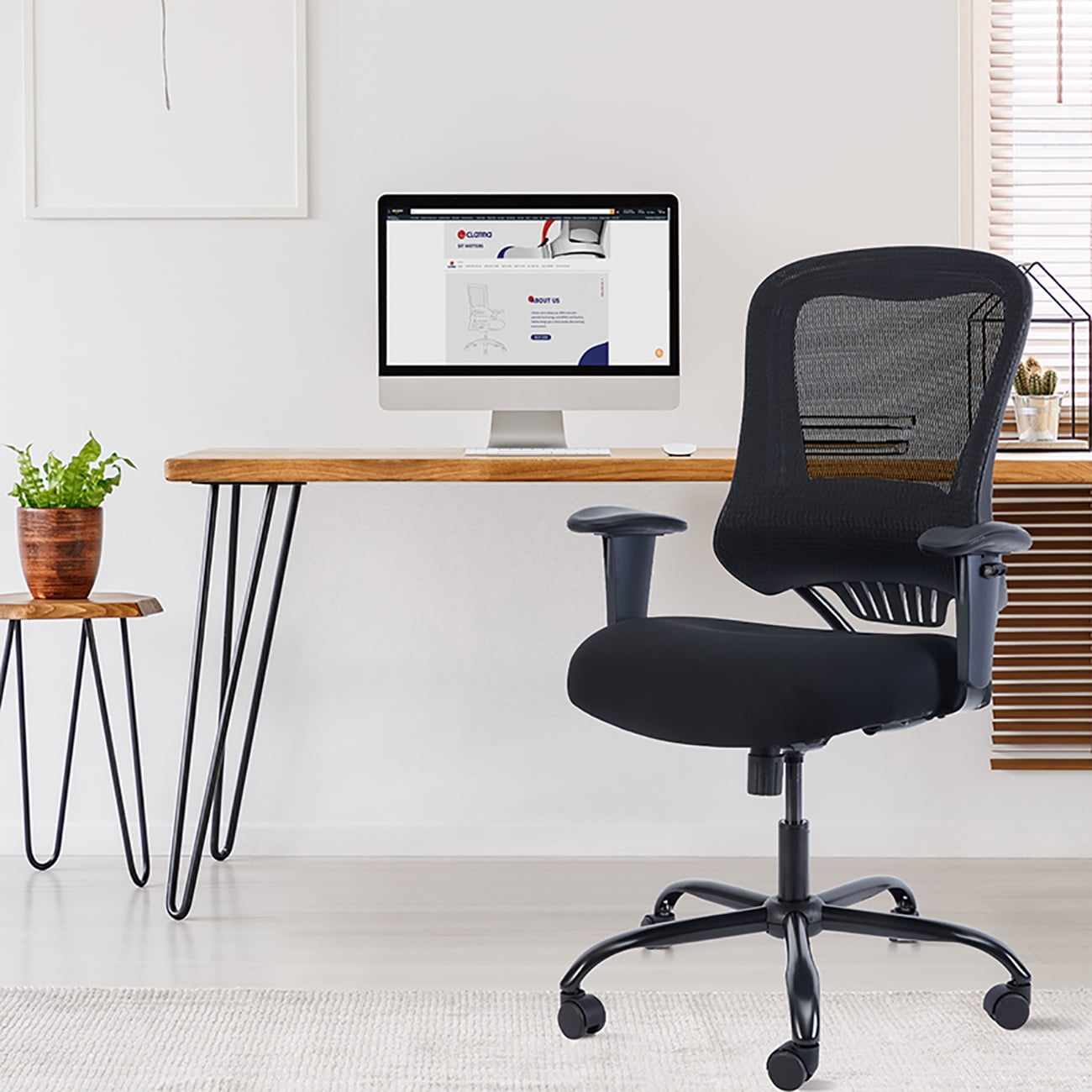 Furniture of America Lulo 24 in Executive Chair with Adjustable Back & Lumbar Support, 350 lb. Capacity, Black