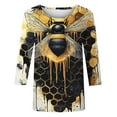 thumbnail image 5 of CYMMPU Bee Pattern 3/4 Sleeve Tunic Tops Round Neck Spring Tops Blouses for Women Dressy Casual Fall Trendy Shirts Loose Fit Lightweight Basic Tees Yellow L, 5 of 5