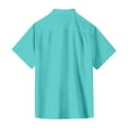 thumbnail image 4 of Huresd Men's Wrinkle Free Untucked Cuban Shirt Business Casual Button Down Shirts Short Sleeve Solid Color Shirt Turquoise 3XL, 4 of 5