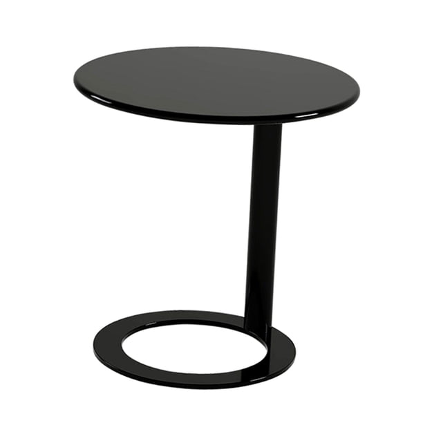 Mesita auxiliar pequeña, moderna, minimalista, de metal con base, pequeña mesa de pedestal decorativa. Negro