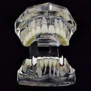 Vampire Fangs Half Grillz Silver Tone Slim Bottom Lower Fang Canine Teeth Grills