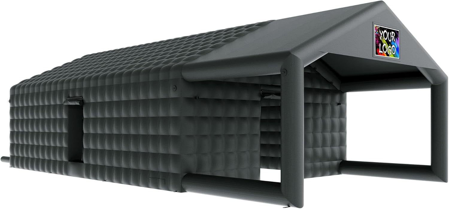 LUXOAK 39x20x14 ft Large Black Inflatable Night Club Tent for Adults with Extra Pavilion Rest Area, Inflatable Nightclub, Event House for Party