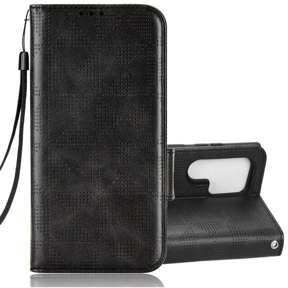 TECH CIRCLE for Samsung Galaxy S22 Ultra 6.8" 2022 Case, PU Leather Flip Wallet Case with Cart Slot Kickstand & Wrist Strap Shockproof Protective Case for Samsung S22 Ultra Women Men, Black