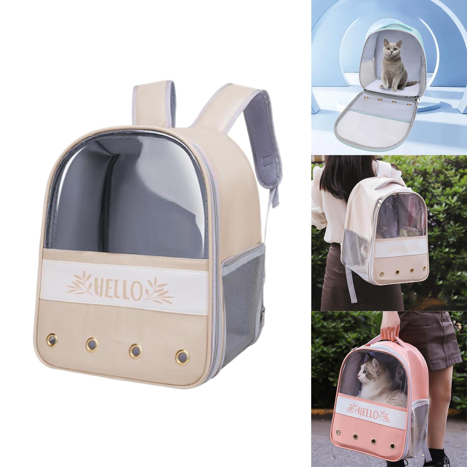 Bvdfgk Carrier Backpack Travel Bag dog Tote Handbag Cage Breathable Portable for Kitty C-Khaki