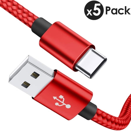 5-Pack Type C Cable Fast Charging Nylon Braided Cable USB-C Type-C 3.1 Data Sync Charger Cable Cord For Samsung Galaxy S8 S9 S10 Plus Note 8 Note 9 Nexus 5X 6P OnePlus LG G6 G7 V30/40/50 Google Pixel price history on PriceWatchPro