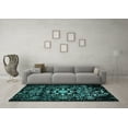 thumbnail image 3 of Ahgly Company Machine Washable Indoor Square Oriental Turquoise Blue Industrial Area Rugs, 5' Square, 3 of 4
