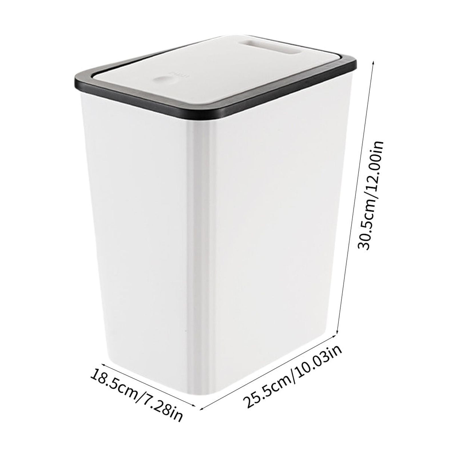 Bathroom Trash Can with Press Popup Lid and Odor-Lock Inner Ring – Slim Plastic Wastebasket for Toilet, Bedroom, Office, Small Spaces, Keeps Garbage Sealed and Fresh