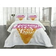 thumbnail image 3 of Ambesonne Ice Cream Quilted Bedspread Set 3 Pcs, Words Cherry, King Size, Fuchsia Amber Pearl, 3 of 5