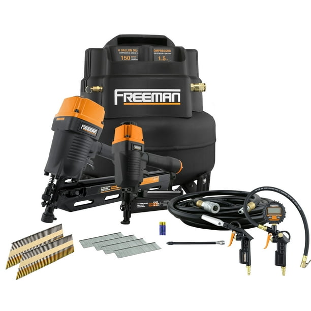Freeman 6 Gallon Air Compressor w/ Framing Nailer, Finish Nailer