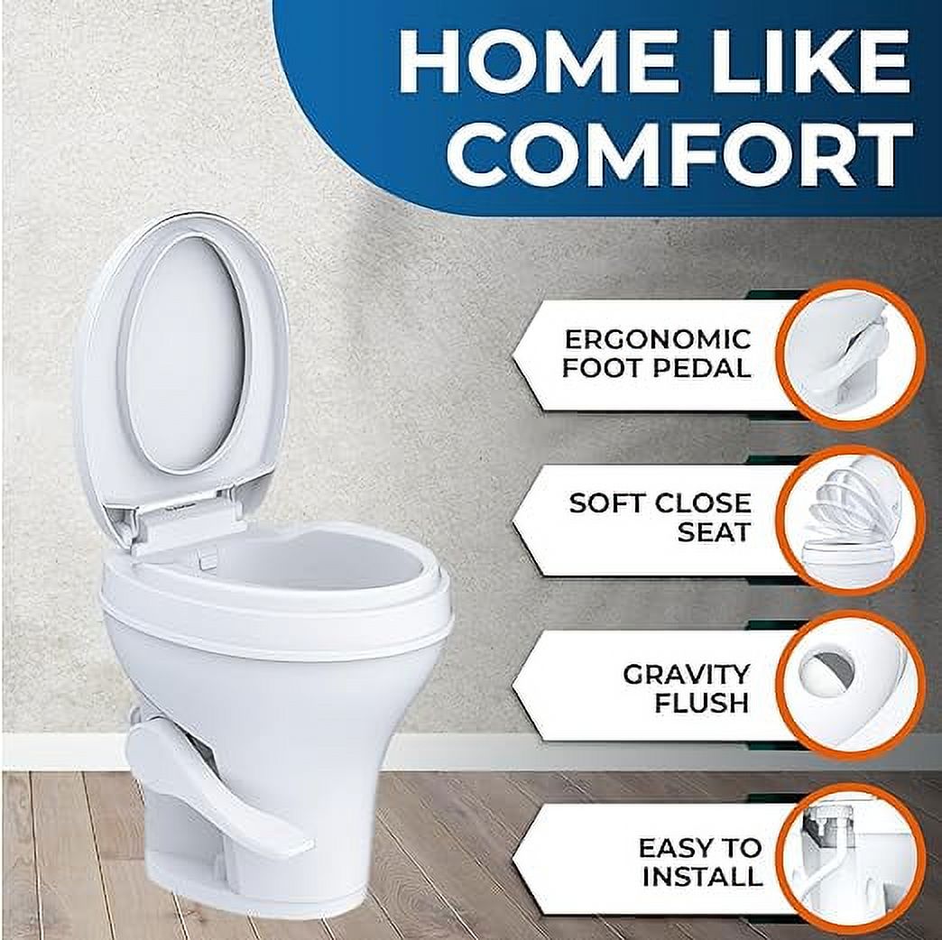 SEAFLO Standard Height RV Toilet with Sprayer Attachment