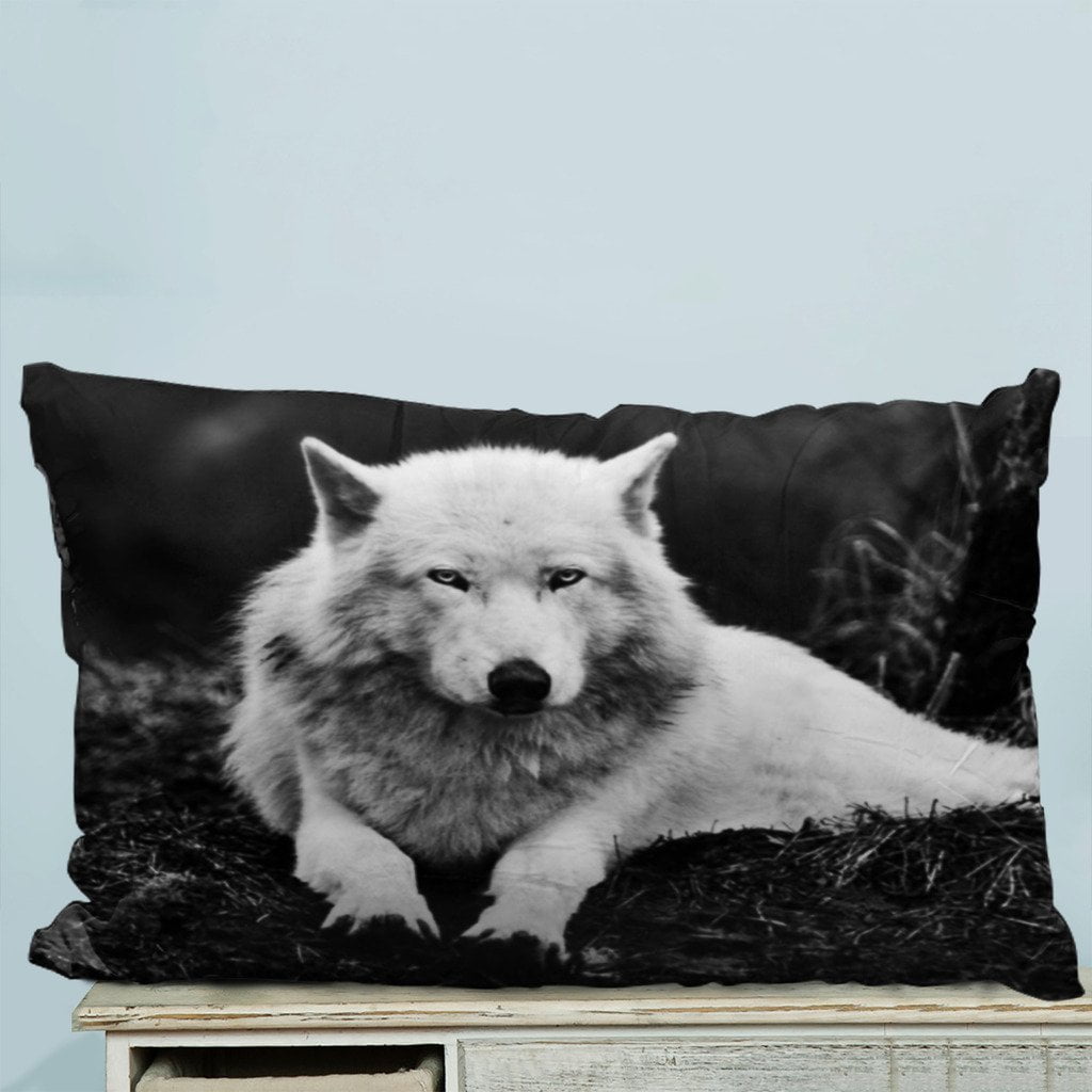 GCKG Wild Animal Wolf Pillow Case Pillow Cover Pillow Protector Two