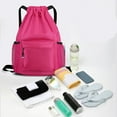 thumbnail image 4 of EQWLJWE Drawstring Backpack Gymbag Waterproof Sports Sackpack with Mesh Pockets Gym Sack for Women Men Lightweight String Bag for Camp Soccer Swim, Pink, 4 of 5