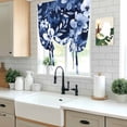 thumbnail image 6 of White Wildflower Tie Up Curtain 54 Inches Long, Watercolor Floral Leaves Plants Navy Blue Balloon Style Kitchen Window Curtain Over Sink, Small Window Rod Pocket Curtain 42"x54", 6 of 9