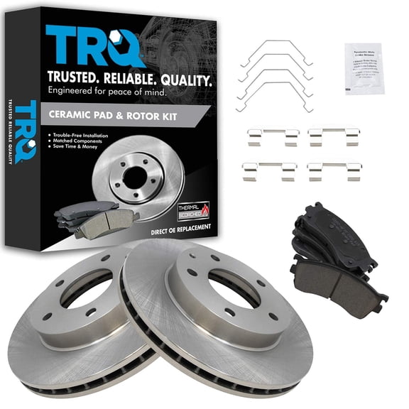 TRQ Front Ceramic Brake Pad & 2 Rotors Set Kit Fits Select Mazda Protege Protege5
