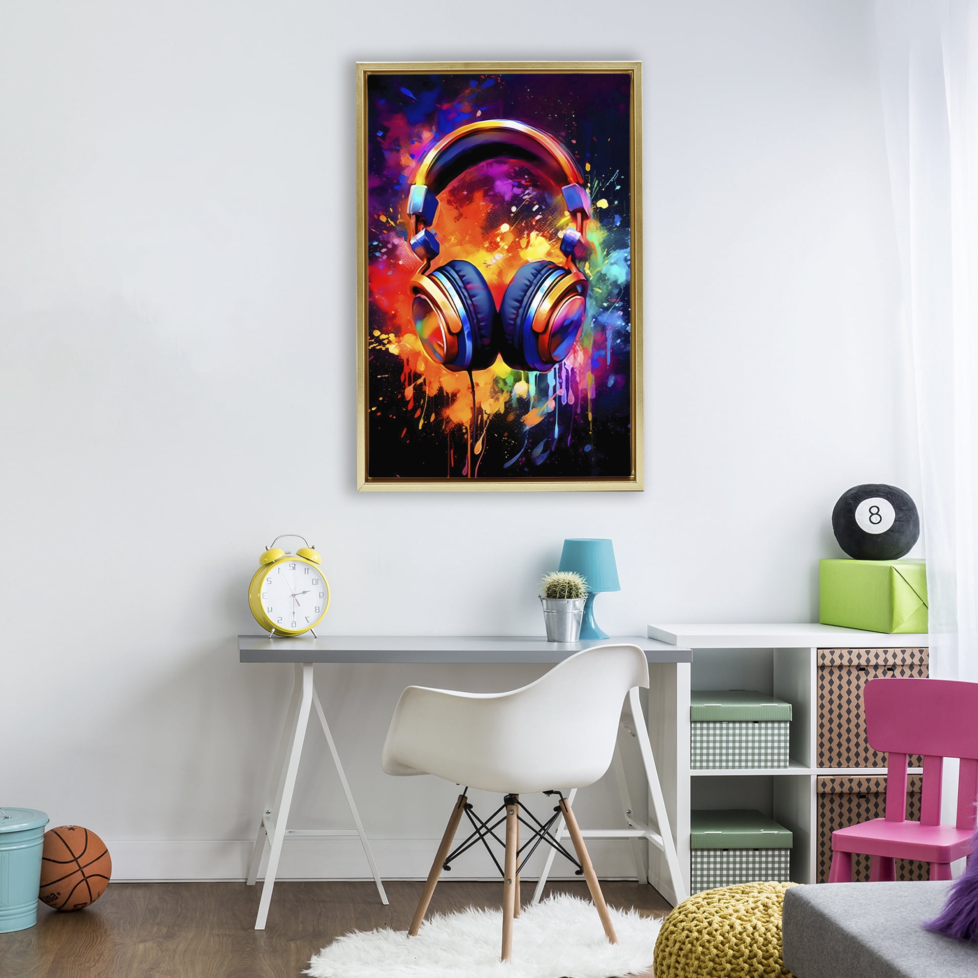 Stupell Industries Musical Color Pop Splash Gold Framed Floater Canvas Wall Art, design by Creative Studio