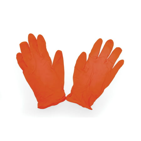Camco Durable All Purpose RV Disposable Sanitation Gloves, Will Grip in Wet or Dry Conditions, Heavy Duty Nitrile - Orange (30 Gloves)