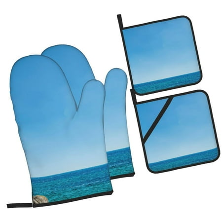 

Fotbe Red And White Lighthouse for 4Pcs Oven Mitts and Pot Holders 500℉ Heat Resistant Oven Mitts Non-Slip Silicone Surface Safe for Baking Cooking BBQ