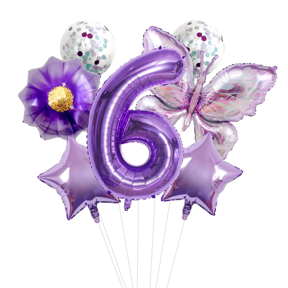 Purple butterfly flower 32-inch digital aluminum film balloon set for birthday party decoration
