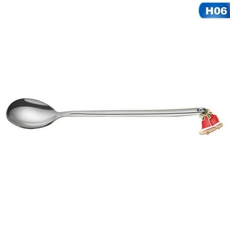 

410 Stainless Steel Christmas Ice Cream Stirring Coffee Spoon Ong Handle Tea Spoon Kitchen Hot Drinking Spoon Flatware