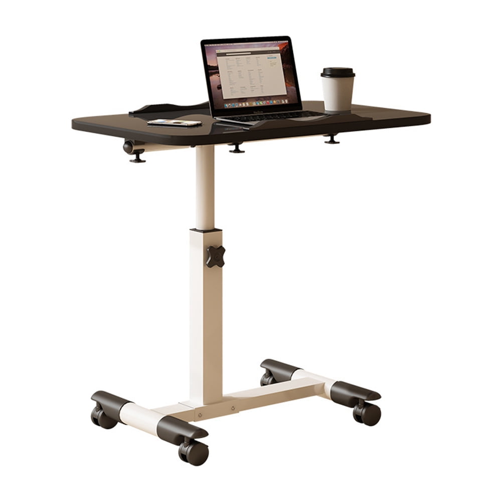 Home Medical Overbed Table, Hospital Bedside Table With Tilting Desktop And Wheels, Mobile Standing Desk, Adjustable Height Standing Laptop Desk For Hospital Home