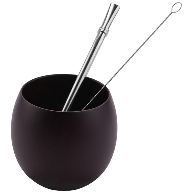 Wooden Yerba Gourd Mate Tea Set Handmade Natural Wood Coffee Water Mate Cup with Spoon Straw Bombill