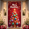 thumbnail image 6 of Snowy Tree Christmas Tree Banner Golden Lights Holiday Display Decorative Ornaments Sparkling Snowflakes Xmas Backdrop for Christmas Party Home Decoration Holiday Gathering, 6 of 9