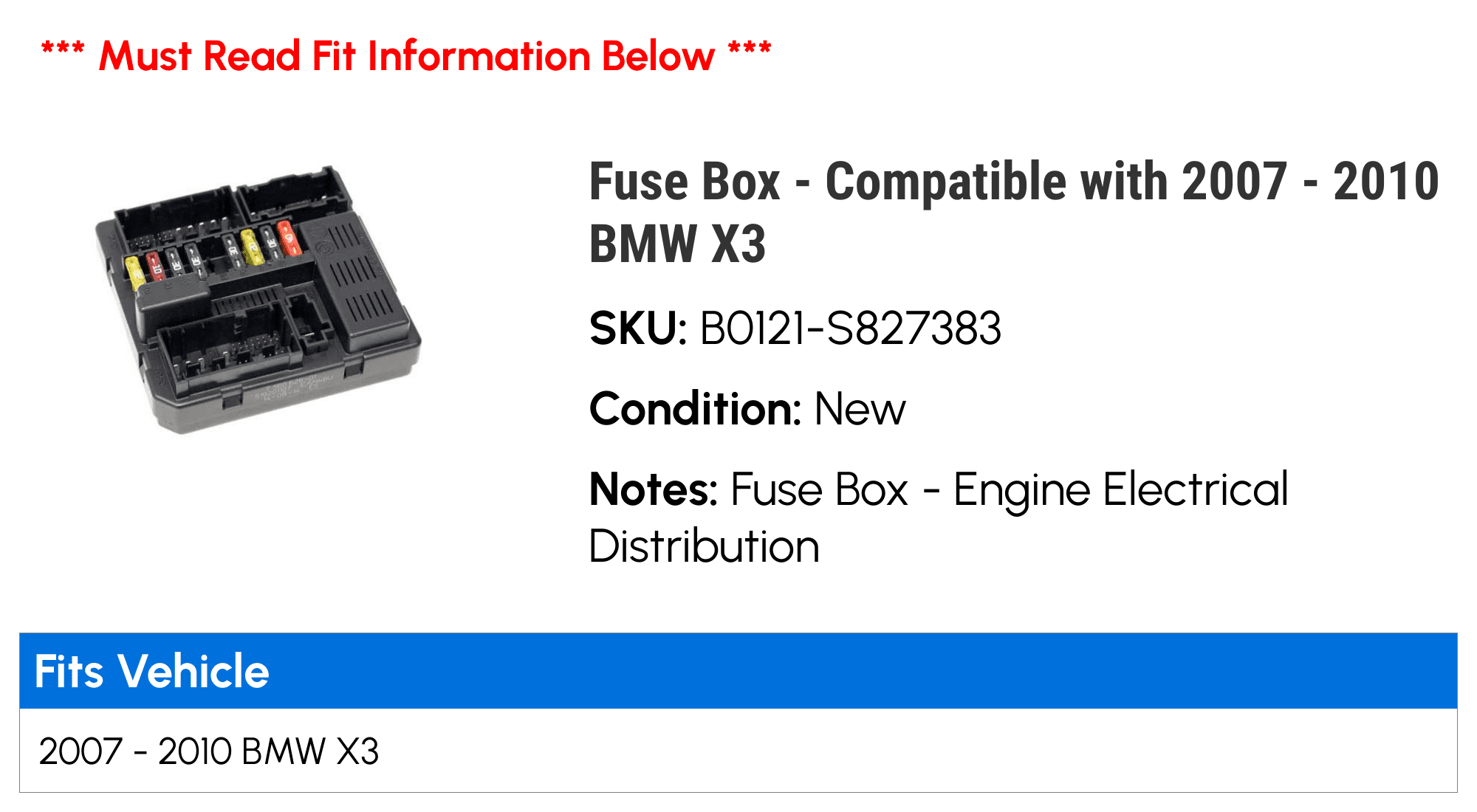 2008 bmw x3 cigarette lighter fuse Fuse Box - Compatible with 2007 - 2010 BMW X3 2008 2009