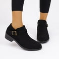 thumbnail image 6 of WRKEKC Womens Shoes Thick Sole Deep Cut Solid Color Round Toe Chunky Heel Slip On Mid Heel Ankle Boots Casual, 6 of 9
