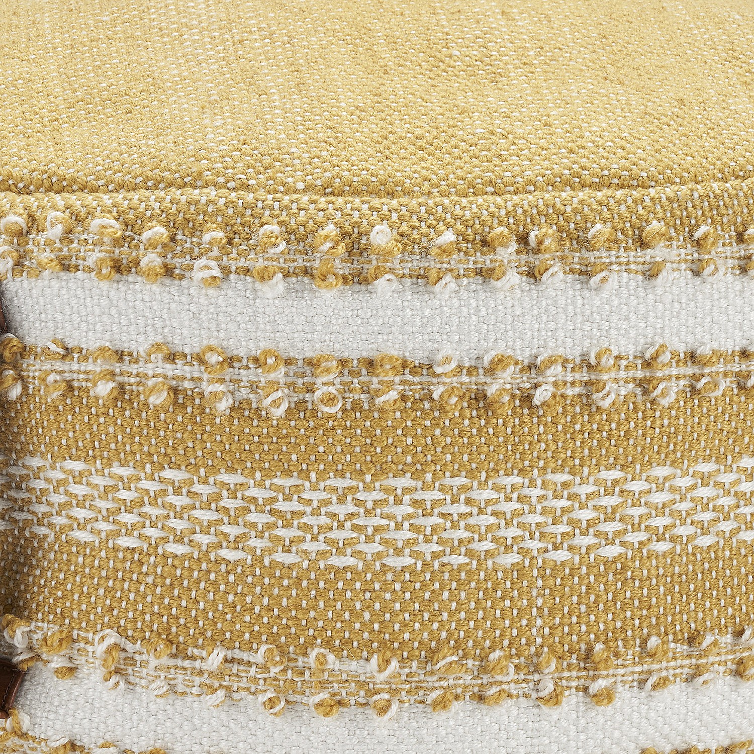Mina Victory  Woven Stripes & Dots 20" x 20" x 12" Yellow Outdoor Poufs - image 3 of 4