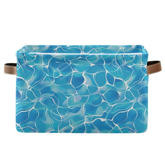 Pool Water Storage Bins with Handle Fabric Organizer Basket Foldable Box 1 Pack 14.2x10.2x8.3