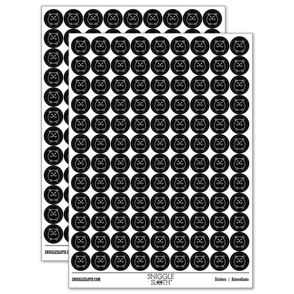 Happy Hamster 200 Round Stickers - Black - Gloss Finish - 0.50" Size