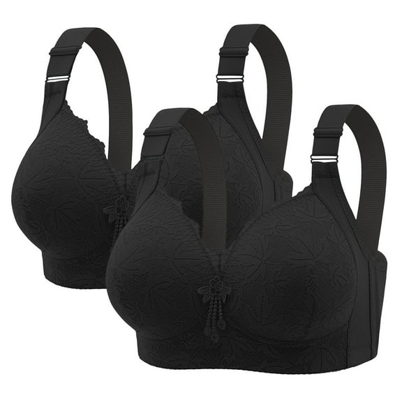 ATENAR Bras for Women,Wireless Bras for Women,Womens Bras,Comfort Fit,Adjustable Strap,Solid,Nylon,Spandex,Black,40