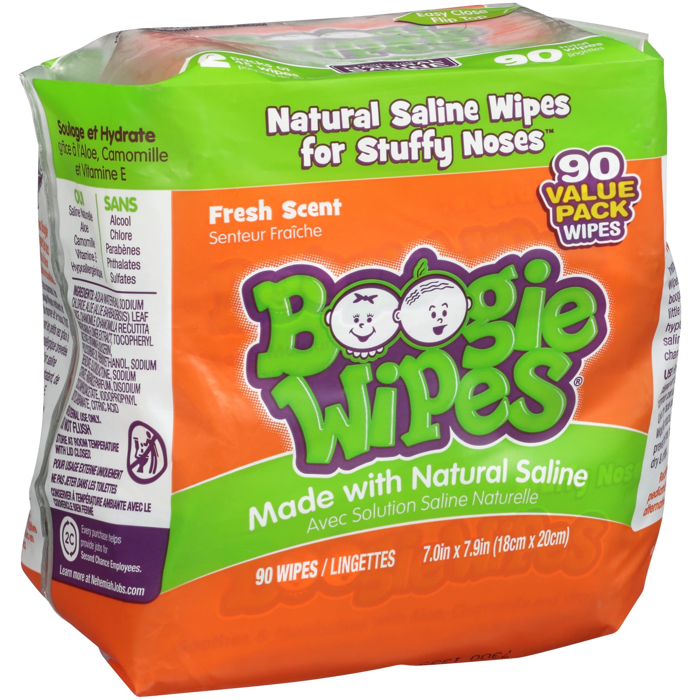 Boogie Wipes Saline Nose Wipes Unscented - 90ct : Target