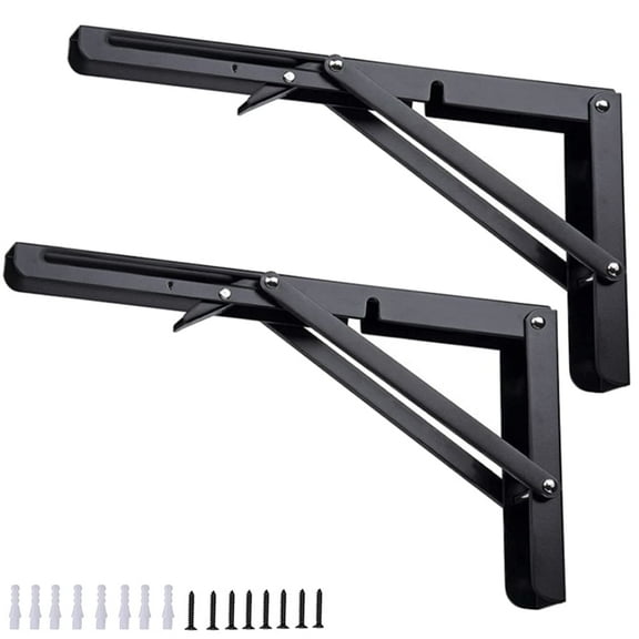 GUANGCAIJIA Folding Shelf Brackets 8'' Heavy Duty Sturdy Metal DIY Wall Mounted Shelf Bracket Space Saving for Table Work Bench 2 Pcs