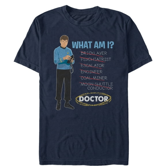 Men's Star Trek: The Original Series Bones What Am I ... Doctor  Graphic Tee Navy Blue Large