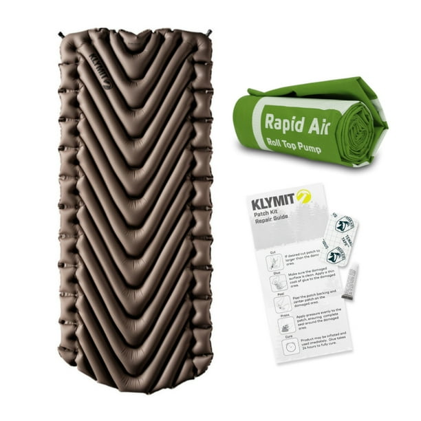 Klymit Static V Tan Inflatable Sleeping Pad W Klymit Camping Accessories Kit Walmart Com Walmart Com
