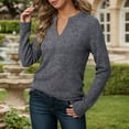 thumbnail image 2 of Womens Cute Tops V Neck Tops Grey Womens Long Sleeve T Shirt Basic Tops Womens Fall Clothes, 2 of 5
