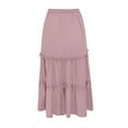 thumbnail image 4 of RUTAYY Women's Skirt Elastic High Waist Boho Style Ruffle Slim Fit A-Line Solid Color Comfortable Breathable Elegant Chic Midi Skirt, 4 of 7