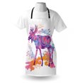 thumbnail image 3 of Moose Apron Unusual Deer Figure with Trippy Featured Color Effects Digital Vivid Display, Unisex Kitchen Bib Apron with Adjustable Neck for Cooking Baking Gardening, Mauve and Orange, by Ambesonne, 3 of 3