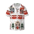 thumbnail image 3 of Goofa Christmas Houses Printed Men's Casual Short-sleeved Shirt,Lightweight Breathable Button-down,Summer Casual men's top,Versatile Fashion shirt-Large, 3 of 7