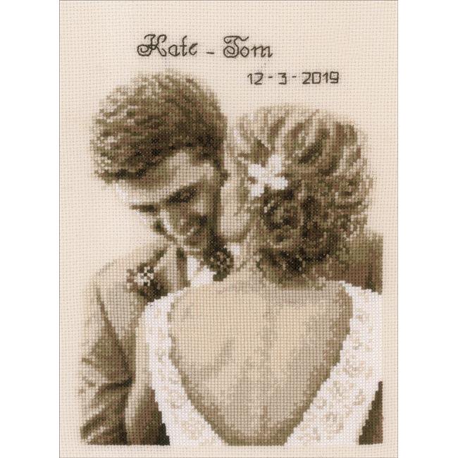 Vervaco Counted Cross Stitch Kit 7.6"X10"Wedding Happiness On Ecru (14