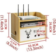 Catekro Wooden WiFi Router Storage Box Wall Shelves Stuff 3 compartments for Bedroom, Living Room